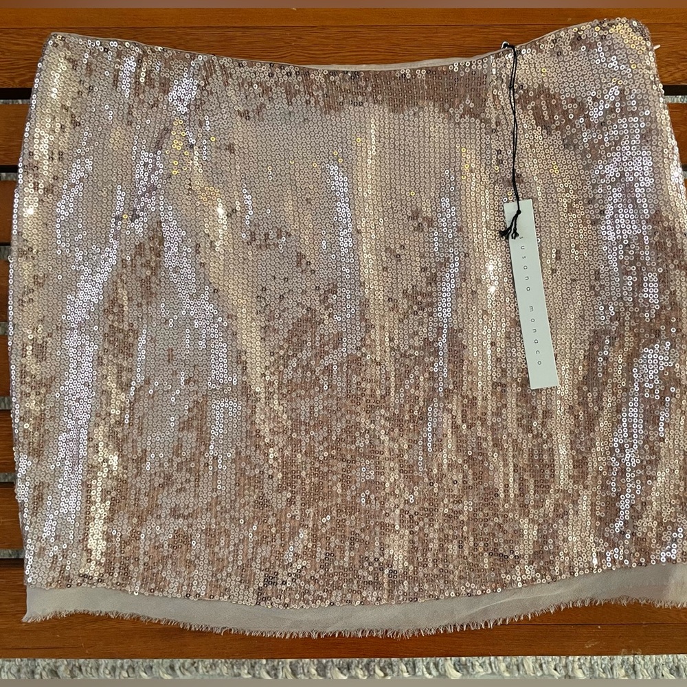 Susana Monaco Silk Mini Sequin Skirt